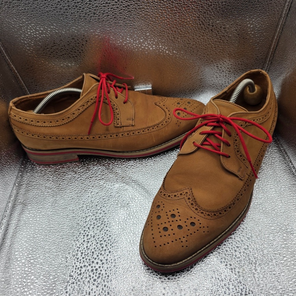 JD Fisk Men's Wingtip Oxford Dress Shoes Brown Leather 10.5 M Fashion Lace-Up